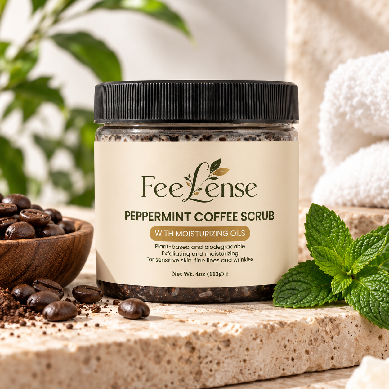 Feelense Peppermint Coffee Scrub